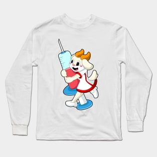 Goat as Nurse at Vaccination with Syringe Long Sleeve T-Shirt